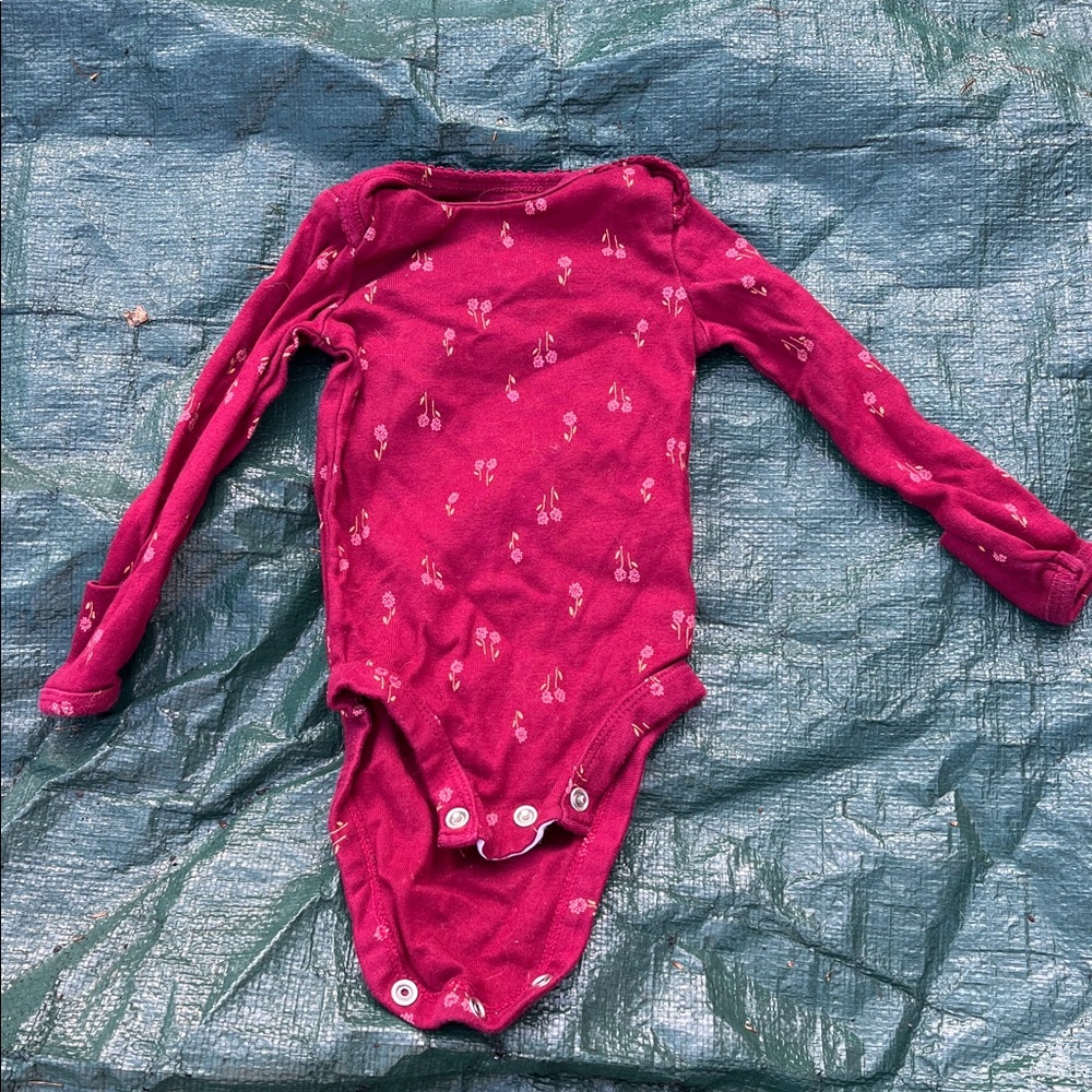 Carter's Floral Print Baby Onesie - Red